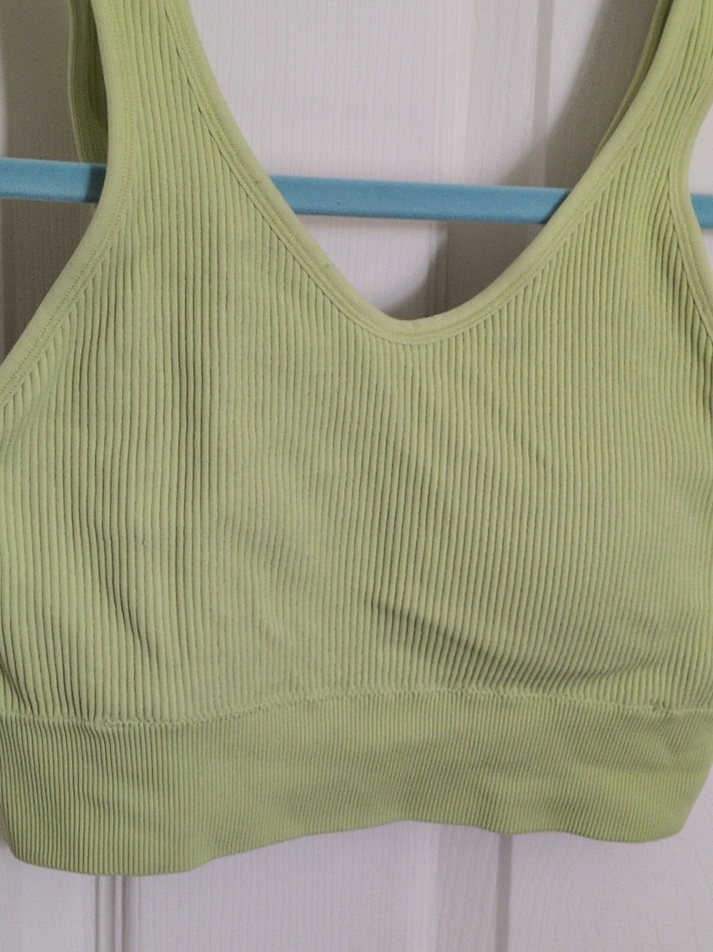 aerie Ribbed Scoop-Neck Sports Bra in Pale Green